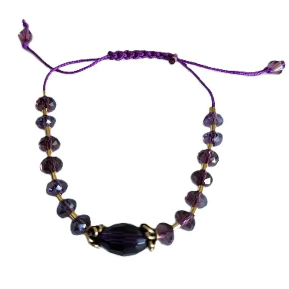 Classic Multi Glass Gold-Filled Beads Adjustable Bracelet - Picture 4 of 7